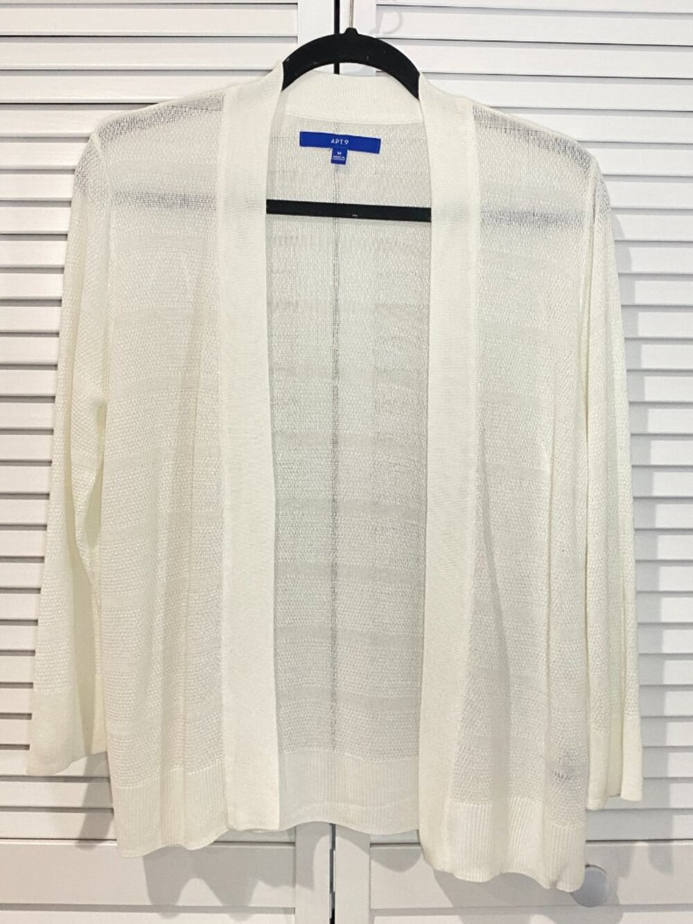 Apt. 9 Open Front Textured Knit Cardigan Lightweight White Medium - Picture 2 of 7